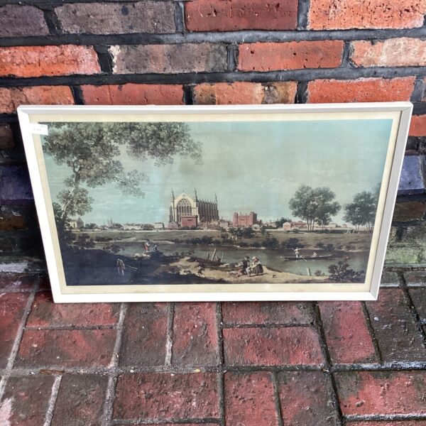 Antique framed print of Eton College landscape.
