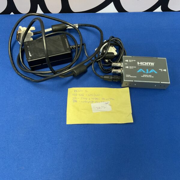 AJA HA5 HDMI to SDI converter with cable connections.