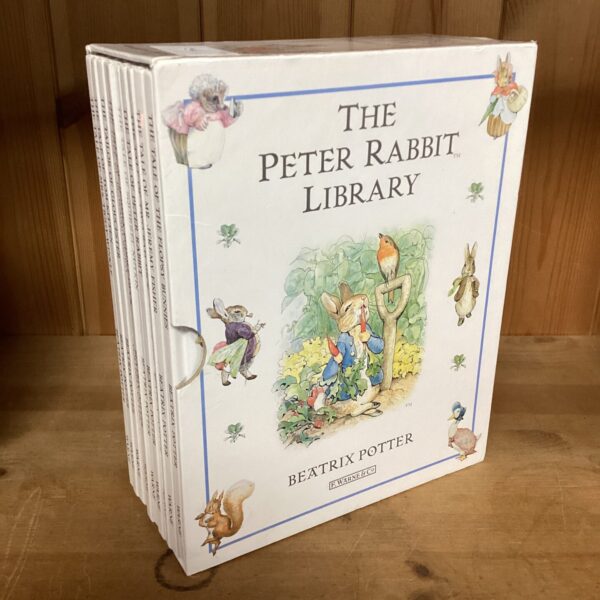 Vintage Beatrix Potter Peter Rabbit library collection of books.