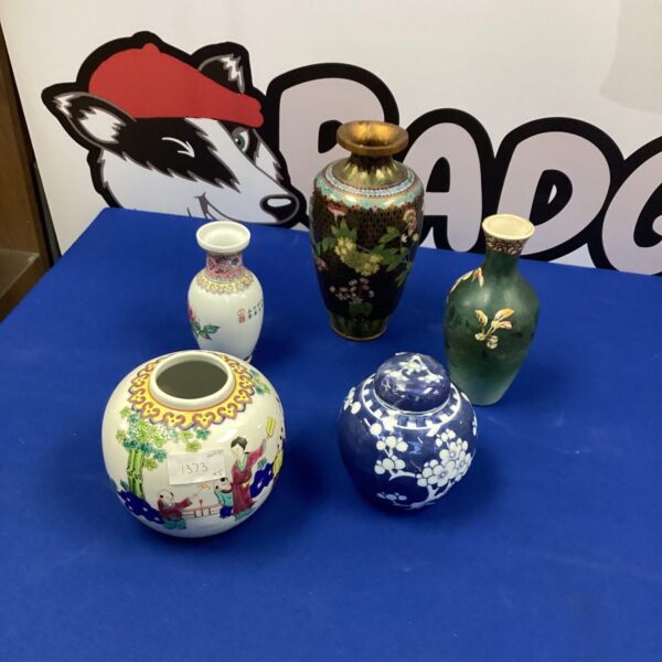 Collection of antique Japanese porcelain vases and ginger jars.