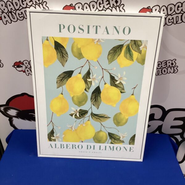 Vibrant Positano lemon print for kitchen or dining room decor.