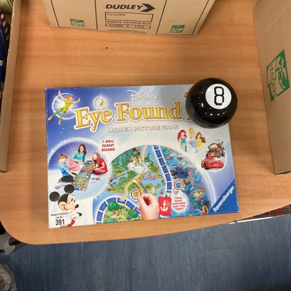 Disney Eye Found It game with Mystic 8 Ball, vintage board game.