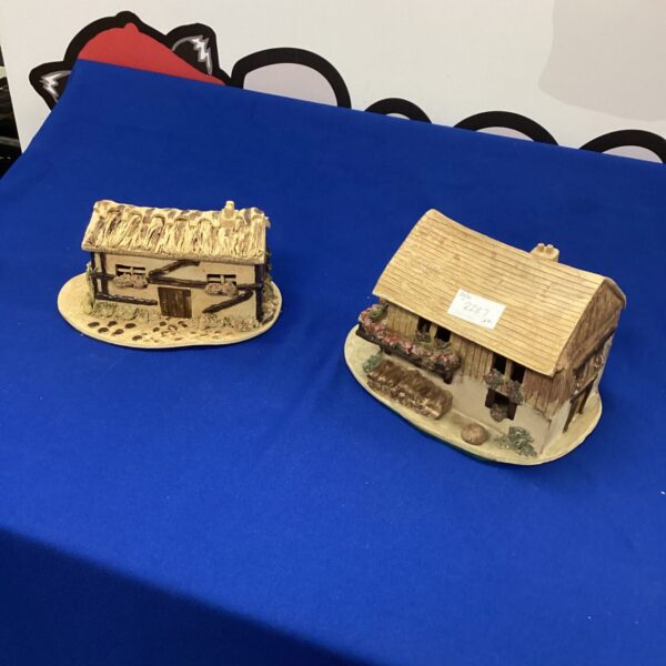 Pair of handmade studio pottery cottages for collectors.