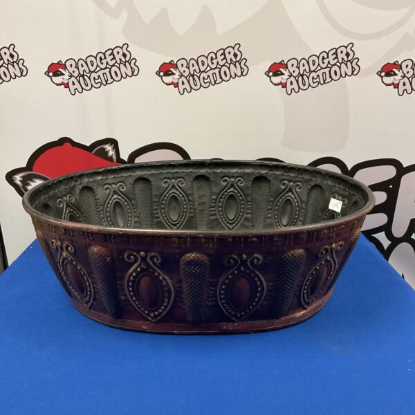 Large Indian tin planter with a vintage patina.