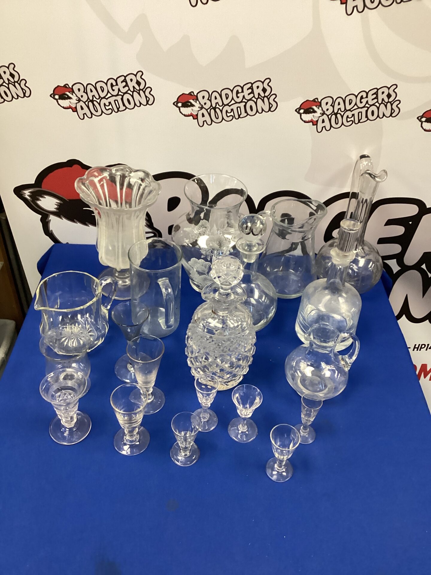 336 Box of mixed glassware inc Pineapple shaped Decanter