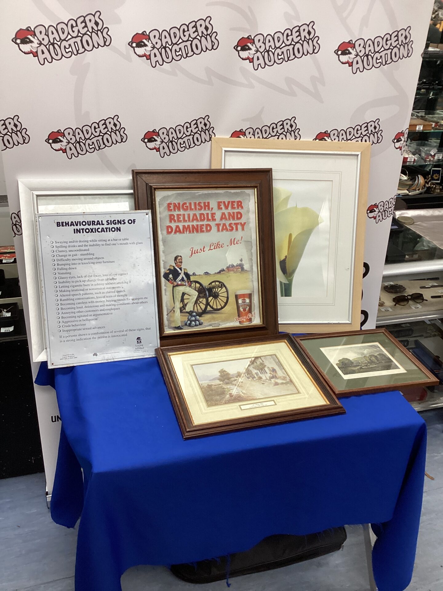 349 Mixed framed items inc Bombardier poster