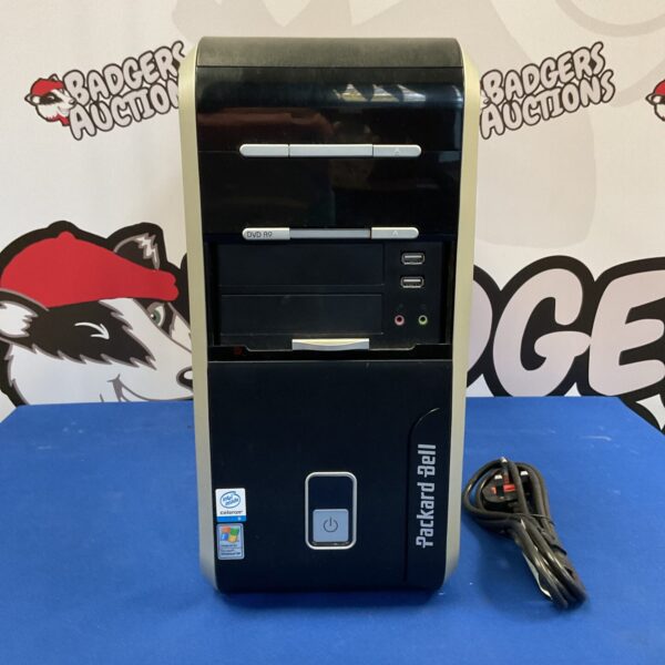 Vintage Packard Bell desktop PC tower with Windows XP.