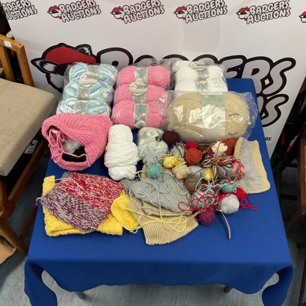 Colourful mixed wool lot for knitting and crochet projects.