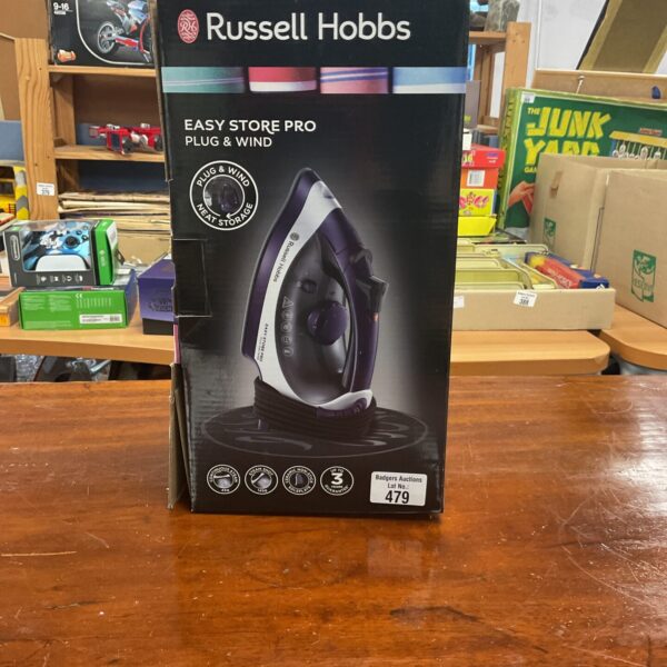 Russell Hobbs Easy Store Pro iron, a household appliance for ironing clothes.