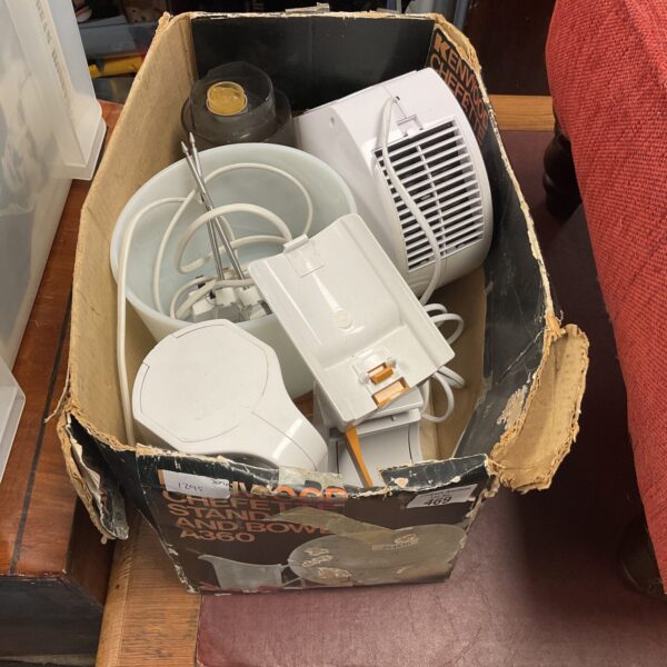 Mixed lot of vintage appliances including a Kenwood mixer.