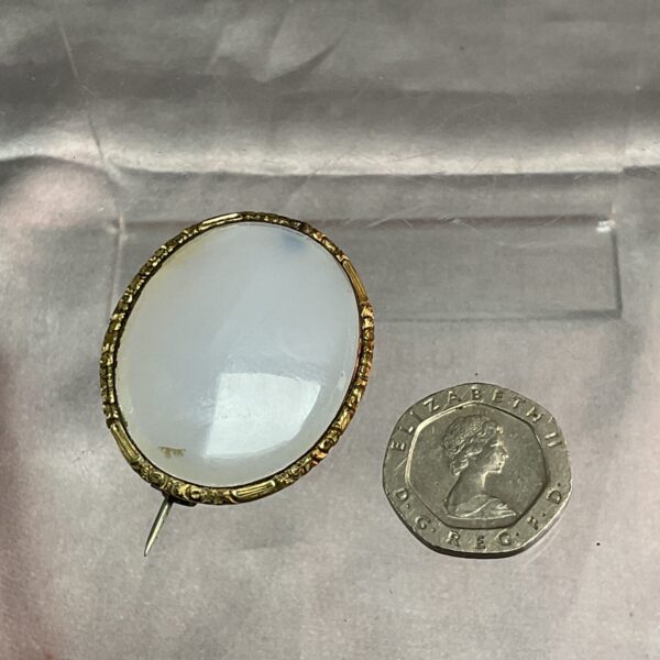 Vintage silver tone floral moonstone brooch, antique jewellery.