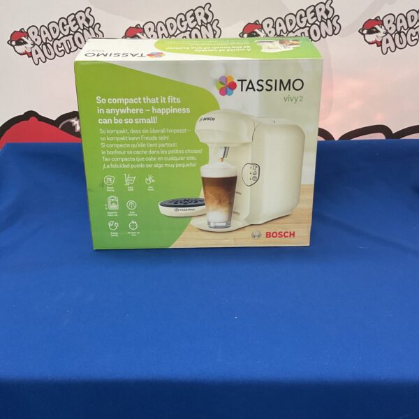 Bosch Tassimo Vivy2 coffee machine in a modern kitchen setting.