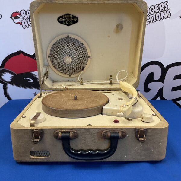 Vintage Philips Disc Jockey Major portable record player in good condition.