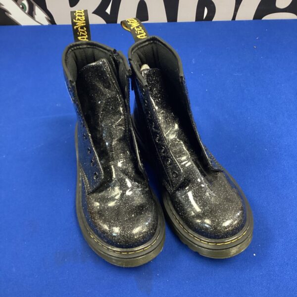 Black youth Dr Martens glitter boots, size 1.