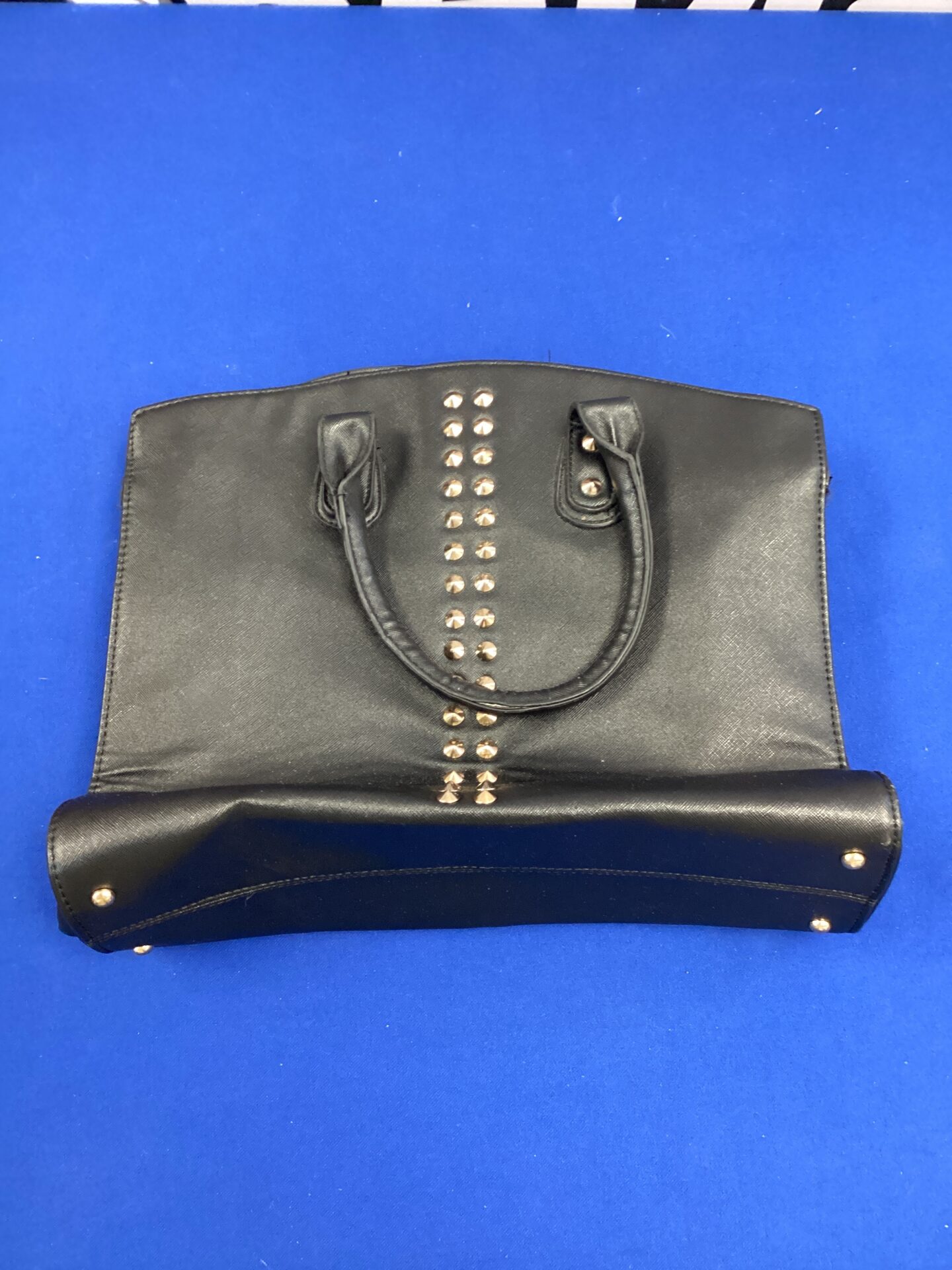 588 Ladies black leather studded bag
