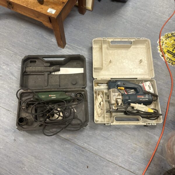 Power tool bundle featuring Parkside angle grinder and Bosch jigsaw.