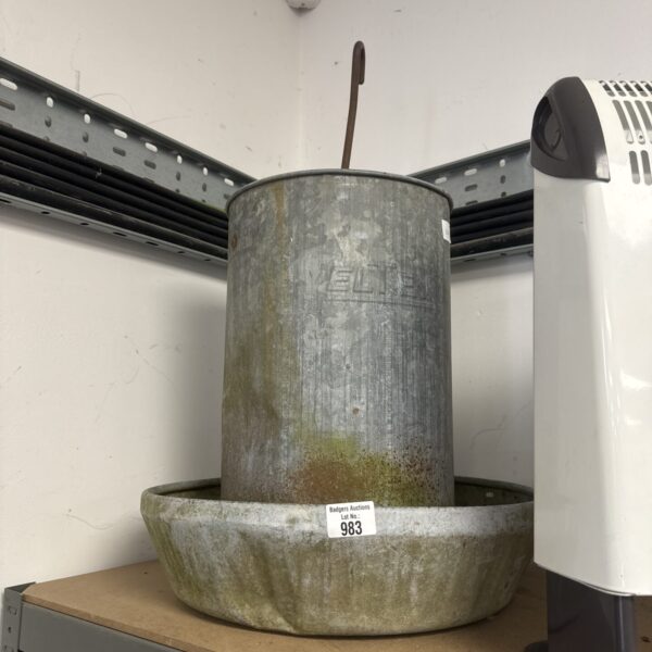 Vintage Eltex galvanised chicken feeder for poultry.