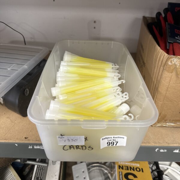 Bright yellow glow sticks for tent guide ropes and outdoor safety.