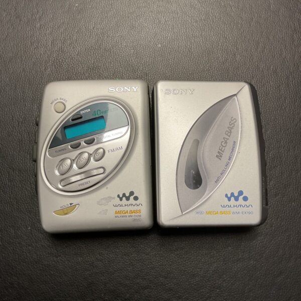 Front view of a vintage Sony Walkman EX190 cassette player.