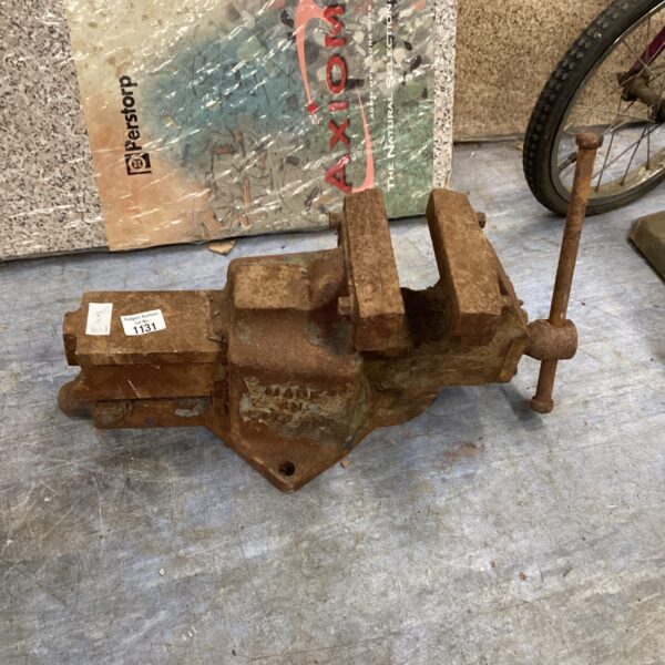 Large vintage engineering vice for workshop use.