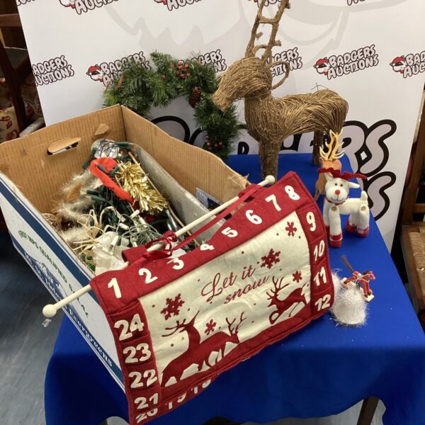 Christmas decorations bundle featuring advent calendar and reindeer.