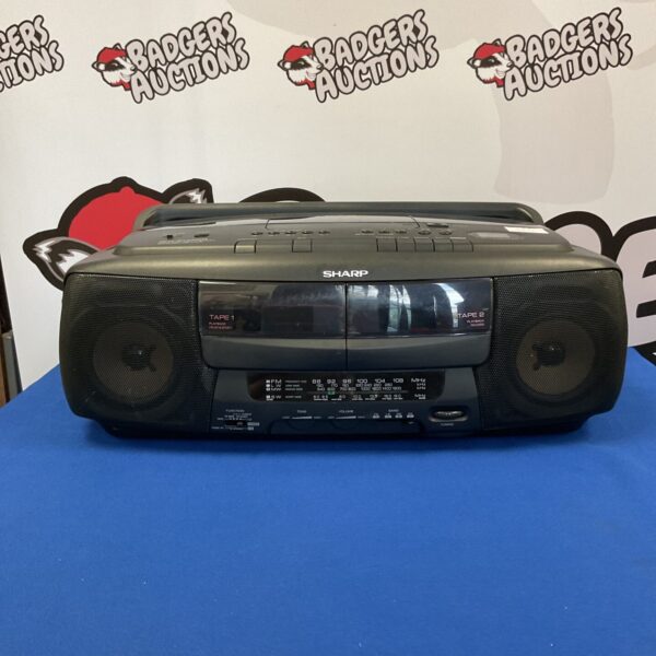 Front view of the vintage Sharp WQ-CH400 portable stereo system.