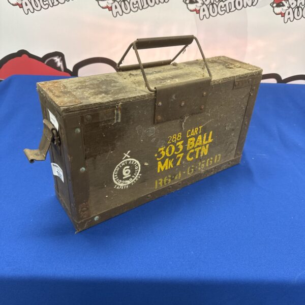 Vintage wooden .303 ammo box with wooden banding.