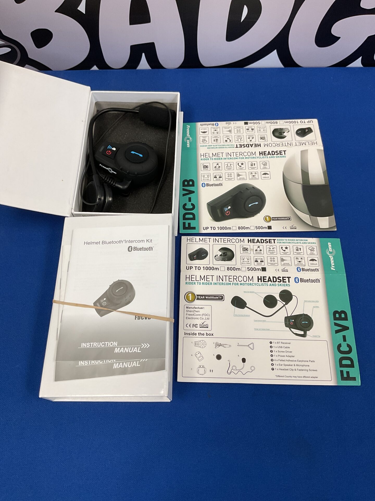 197 Pair of Freed onn motorcycle helmet Bluetooth intercom systems fdc-vb