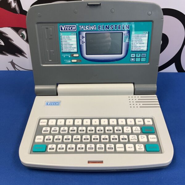 Vintage Vtech Talking Einstein laptop, colourful educational toy.
