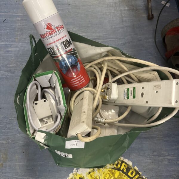 Mixed lot of electrical extension leads and socket adaptors.