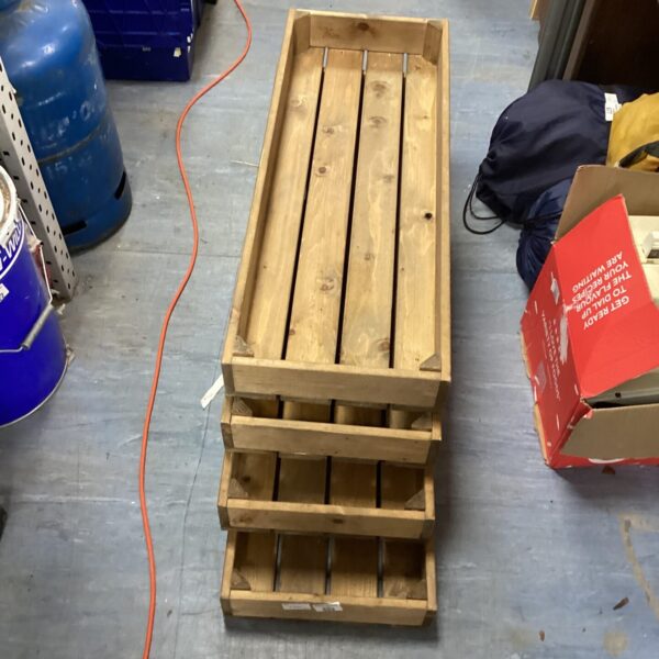Vintage wooden bakers storage boxes with weathered patina.