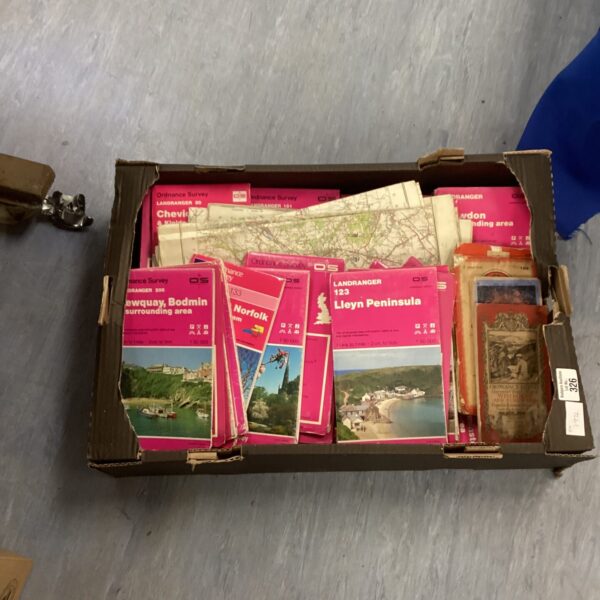 Vintage Ordnance Survey map lot with various UK topographical maps.
