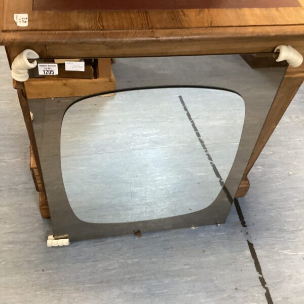 Antique framed mirror with bevelled edge and wooden frame.