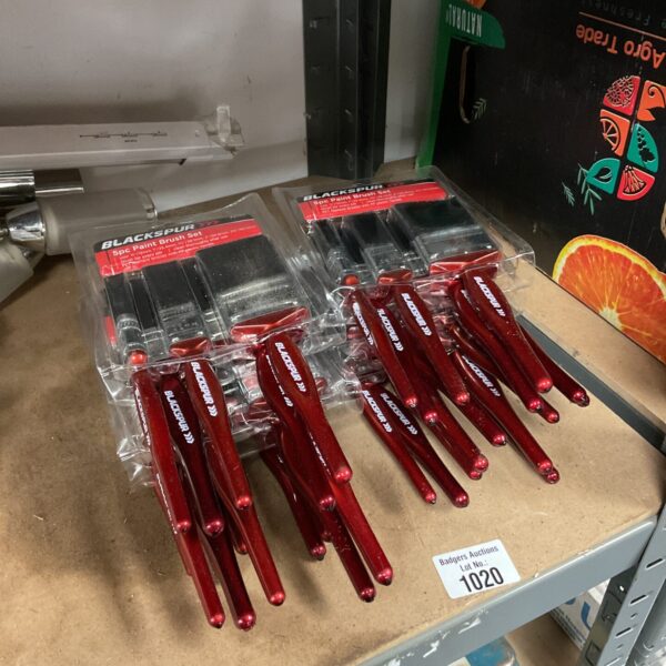 Lot of six Blackspur 5pc paint brush sets in original packaging.