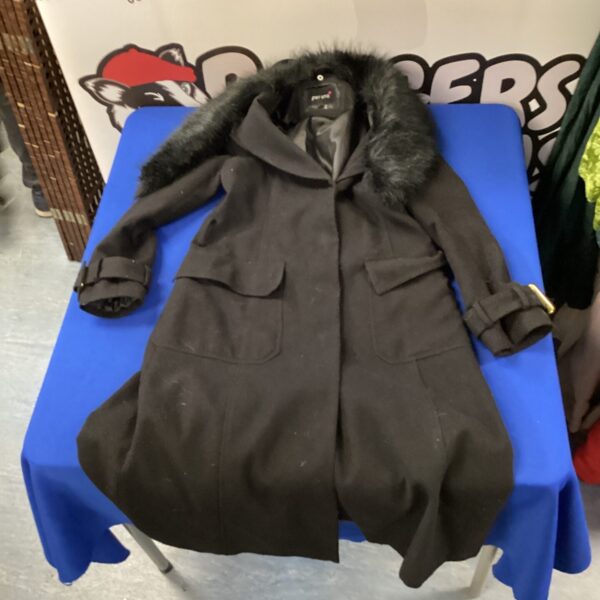Black Per Una ladies coat size 12, winter fashion.