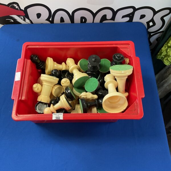 Large Staunton style chess pieces in a mixed lot.