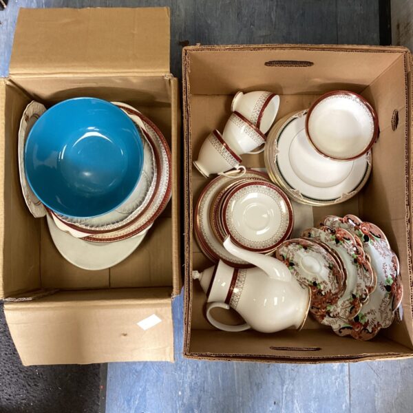 Vintage Royal Albert tea set with floral "Old Country Roses" pattern.