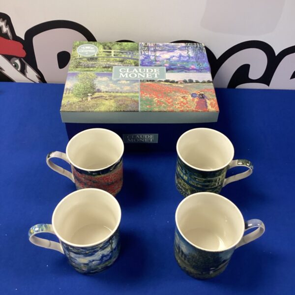 Set of four Claude Monet floral mugs from the Leonardo Collection.