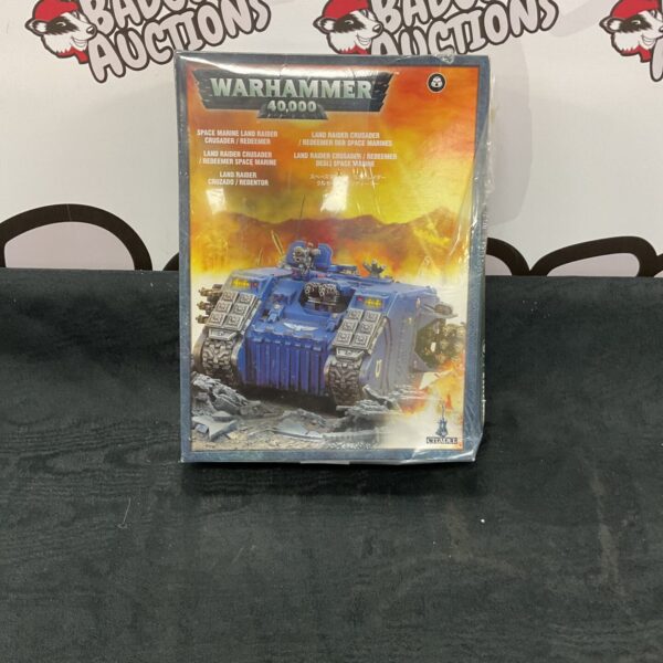 Sealed Warhammer 40000 Land Raider Crusader Space Marine tank in box.