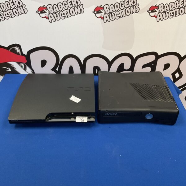 PlayStation 3 and Xbox 360 consoles for retro gaming collectors.
