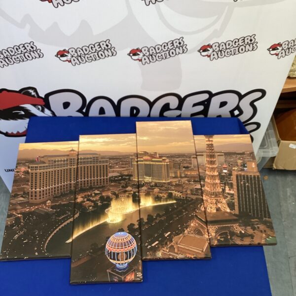 Four-piece canvas print of the Las Vegas city skyline.