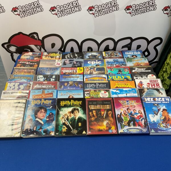 Large lot of DVD movies including Harry Potter and Fast and Furious.
