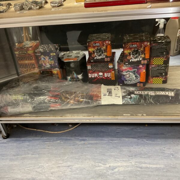 Large collection of Cube fireworks and rockets for outdoor celebrations.