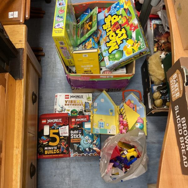 Mixed lot of children's toys and books including Lego Ninjago.