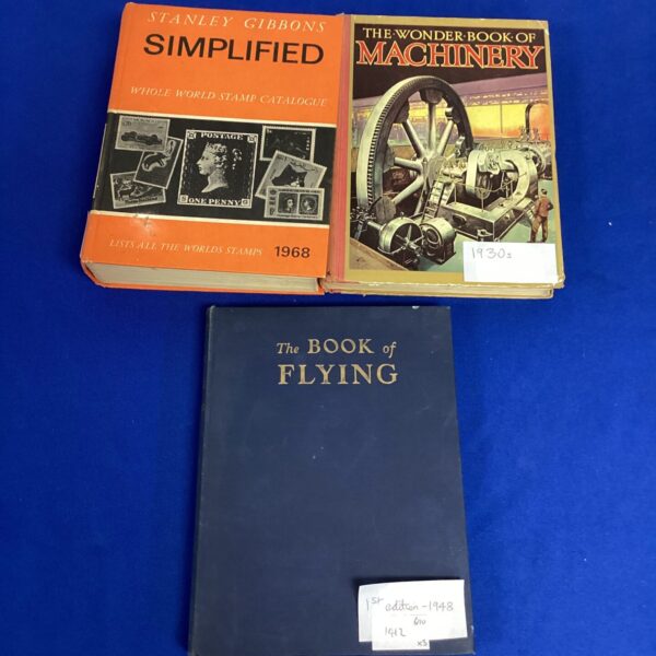 Vintage books collection including first edition "The Book of Flying".