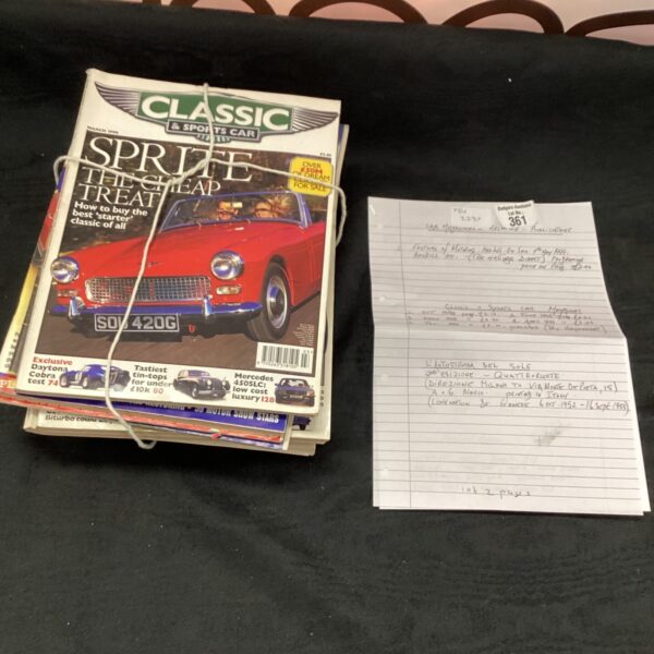 Vintage classic car magazine featuring a sports car.