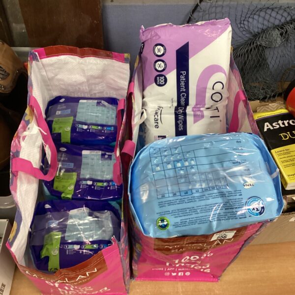 Tena pants and Conti wipes lot for incontinence care.