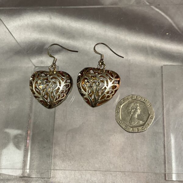 Pair of large 925 Silver Heart Earrings