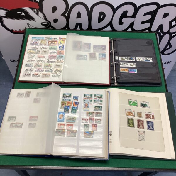 Worldwide stamp collection in albums and folders for collectors.