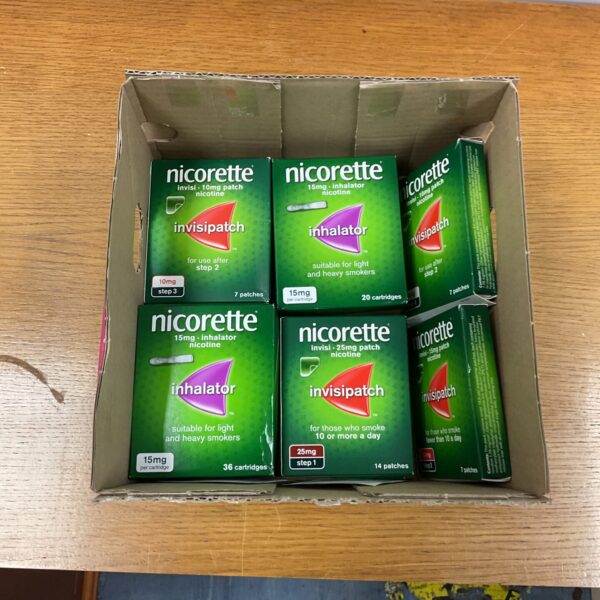 Nicorette invisipatch and inhalator for smoking cessation aid.